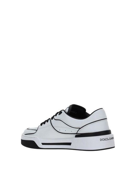 Dolce & Gabbana White New Roma Leather Low-Top Sneakers for men