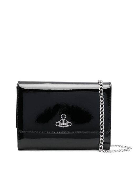 Vivienne Westwood Black Patent Leather Wallet On Chain