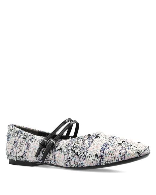 Tory Burch White Tweed Ballerinas