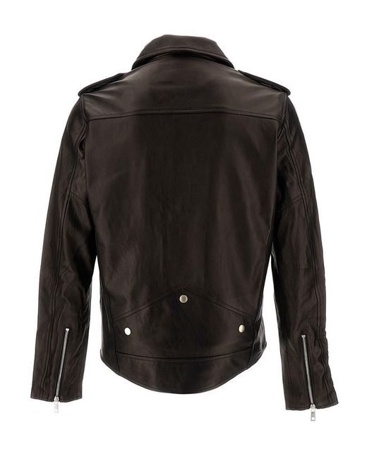 Giorgio Brato Black Zip-up Biker Jacket In Smooth Leather Man for men