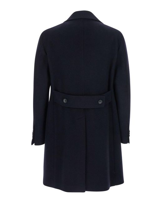 Tagliatore Blue 'Arden' Double-Breasted Coat With Notched Revers for men