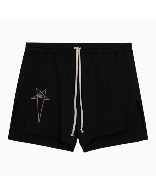 Rick Owens Black Dolphin Short With Logo for men