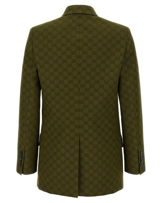 Gucci Green Gg Double-breasted Blazer