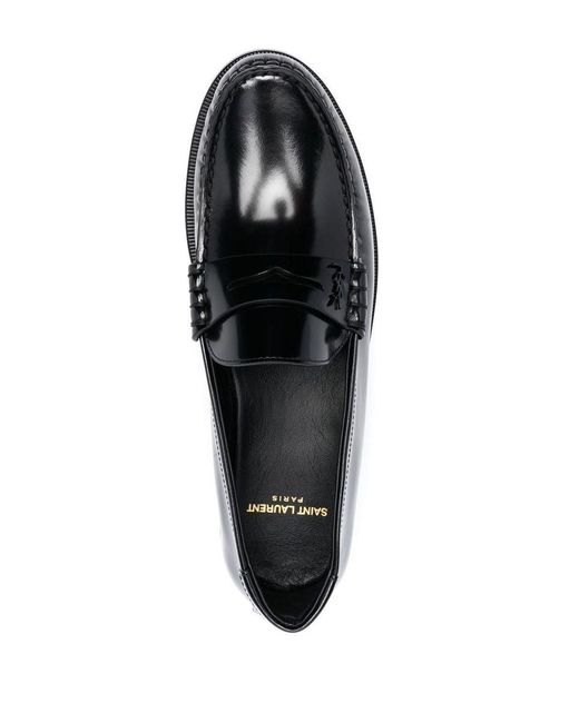 Saint Laurent Black Leather Penny-slot Loafers for men