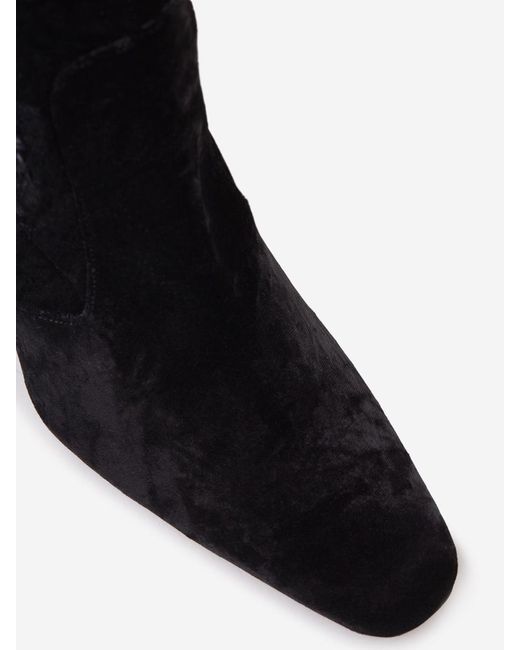 Saint Laurent Black Talia Velvet Boots