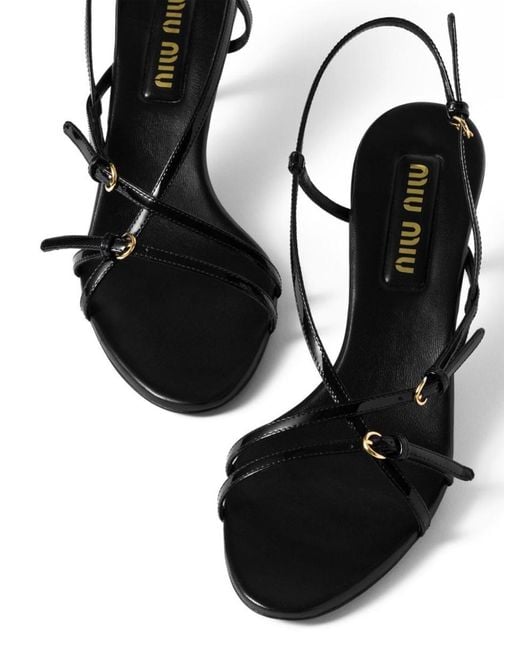 Miu Miu Black Patent Leather Sandals With Buckles Shoes