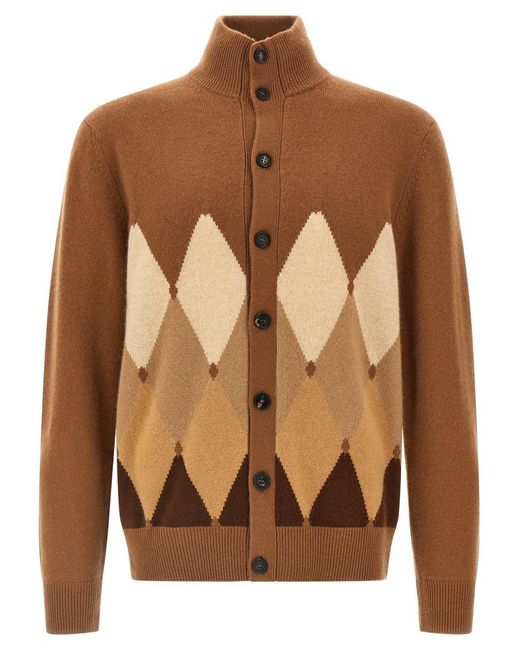 Ballantyne Brown Cardigan Argyle for men