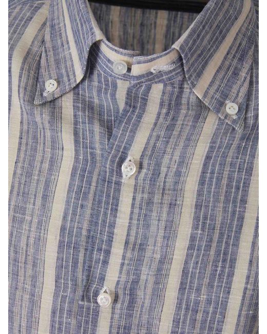 Isaia Multicolor Plain Linen Shirt for men
