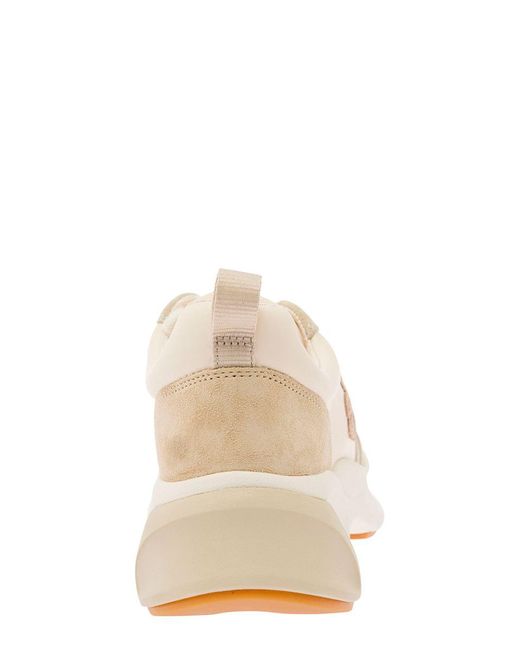 Tory Burch Natural 'Good Luck' Low Top Sneakers With Logo Detail And Oversized Platform