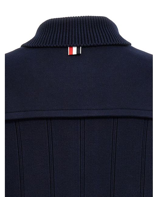 Thom Browne Blue Double Face Shawl Collar Cardigan for men