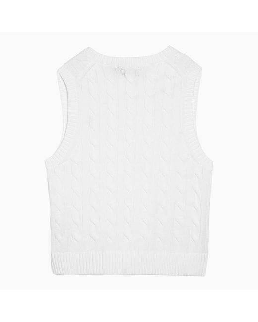 Polo Ralph Lauren White Cable-Knit Waistcoat