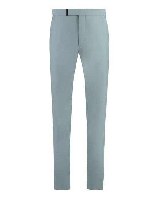 Tom Ford Blue Wool And Silk Pants for men