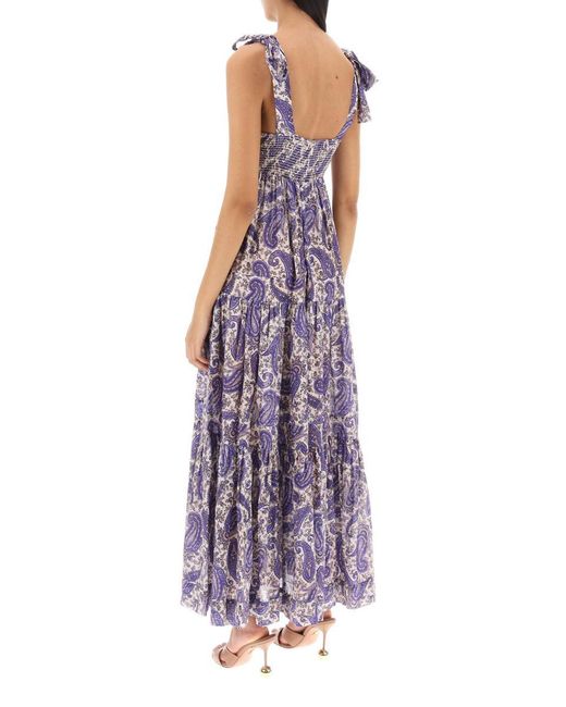 Zimmermann Purple Devi Tie Floral Maxi Dress