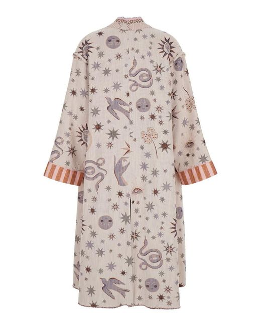 Forte Forte Pink Robe Coat With Love Alchemy Embroideries And Print