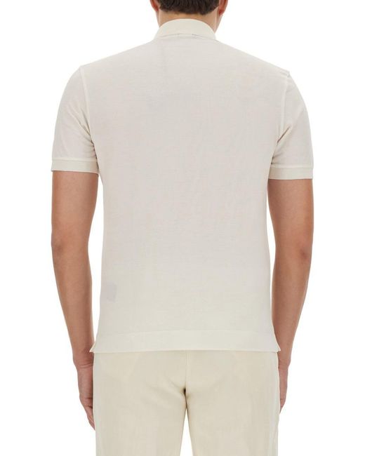 Zegna White Cotton And Silk Polo Shirt for men