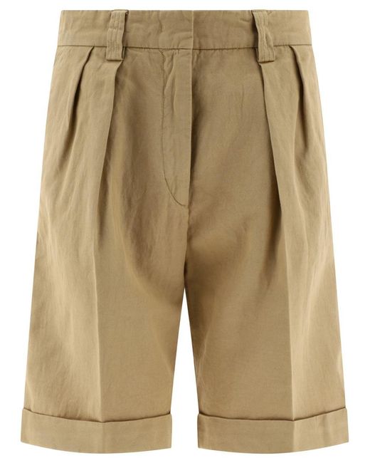 Aspesi Natural Pleated Shorts