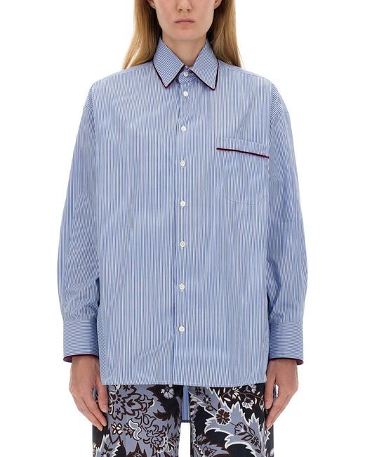 Etro Blue Striped Cotton Shirt