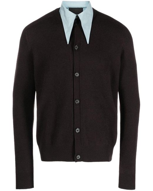 Prada Black Detachable-collar Cashmere-blend Cardigan for men