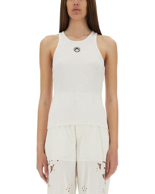 MARINE SERRE White Top With "Moon" Logo