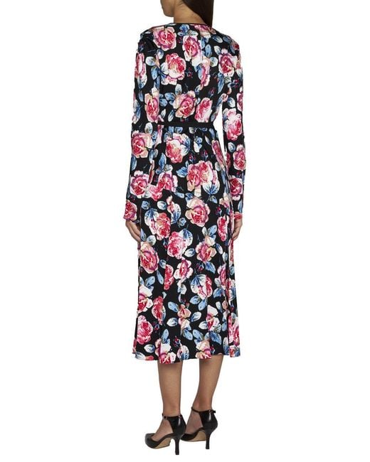 Diane von Furstenberg White Anika Rose Print Viscose Wrap Dress
