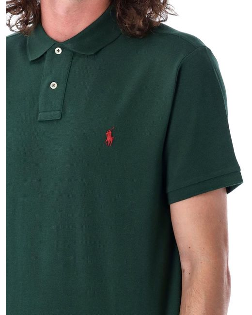 Polo Ralph Lauren Custom Slim Fit Polo Shirt in Green for Men | Lyst UK