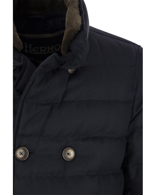 Herno Blue Caban In Wool And Viscose for men