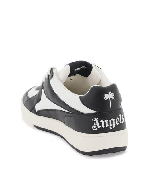 Palm Angels White 'Palm University' Two-Tone Leather Sneakers for men
