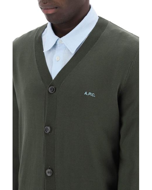 A.P.C. Green Cotton Curtis Cardigan For for men
