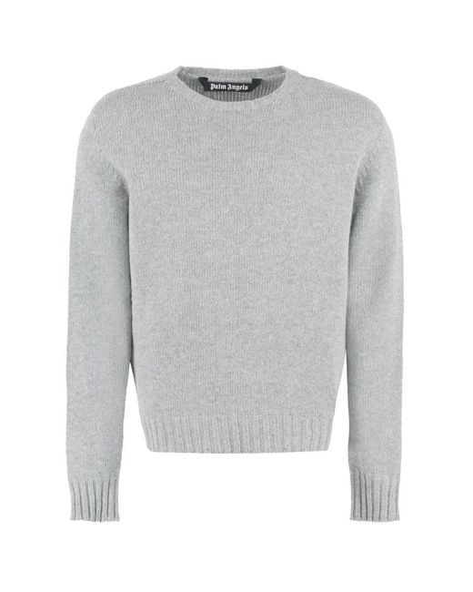 Palm Angels Gray Wool Blend Pullover for men