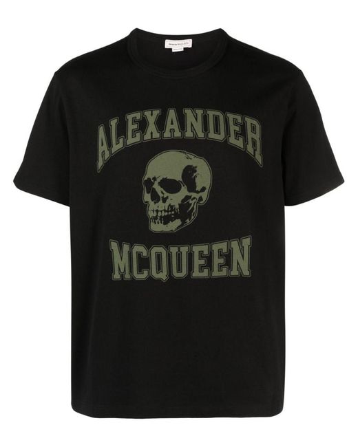 Alexander McQueen Black Logo Organic Cotton T-shirt for men