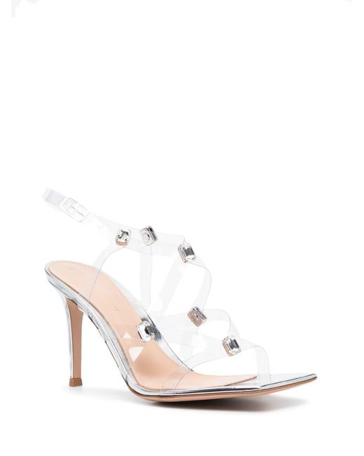 Gianvito Rossi White Crystal Crash Sandals