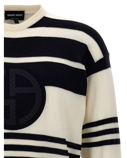 Giorgio Armani Black Logo Embroidery Sweater for men