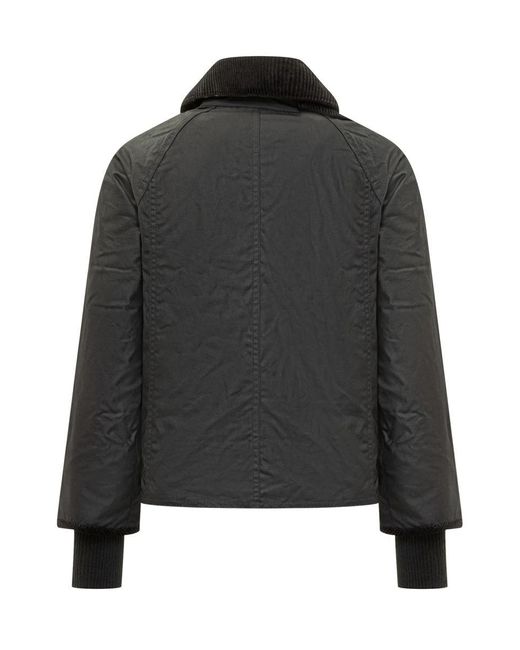 Barbour Black Waxed Jacket With Pockets