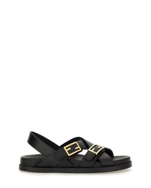 Fendi Black Slide Sandal "Feel"