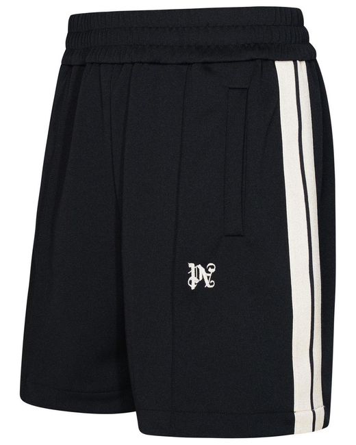 Palm Angels Black Polyester Track Bermuda Shorts for men
