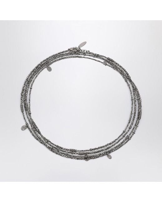 Brunello Cucinelli Metallic Hematite And Sterling Bracelet