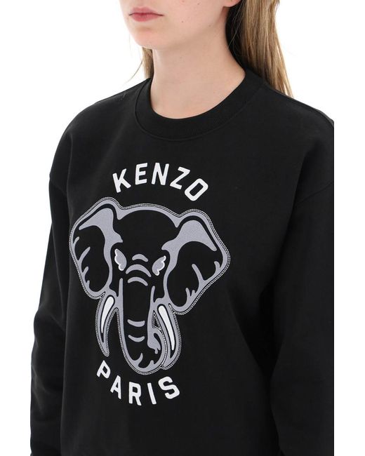 KENZO Black 'varsity Jungle' Elephant Embroidered Sweatshirt