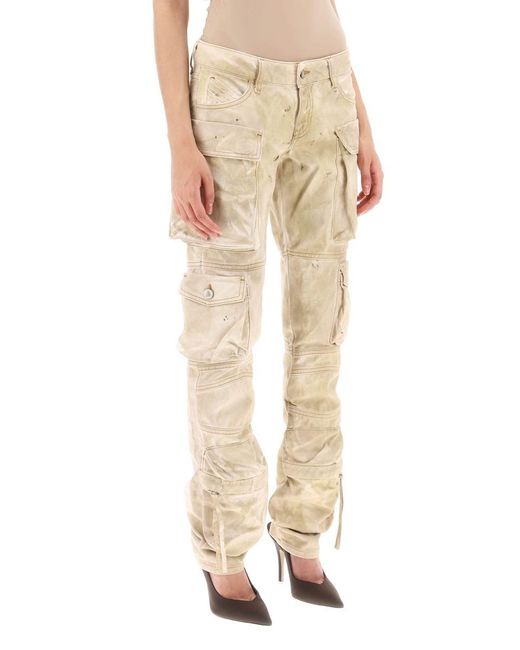 The Attico Natural 'essie' Cargo Pants With Marble Effect