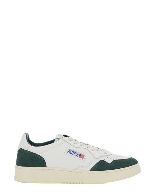 Autry White 'Medalist Low' Low Top Sneakers With Side Logo Detail for men