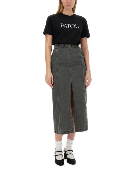 Patou Black T-Shirt Con Stampa Logo