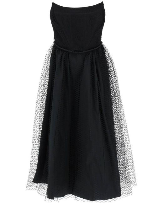19:13 Dresscode Black 1913 Dresscode Midi Mesh Bustier Dress