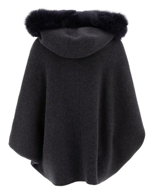Giovi Black Wool And Cashmere Poncho