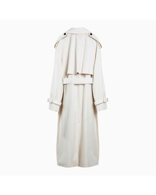 Burberry White Long Double-Breasted Trench Coat