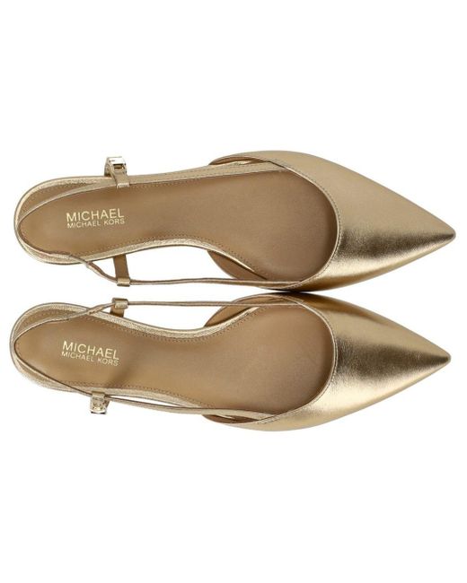 Michael Kors Brown Veronica Pale Gold Slingback Flat Shoe