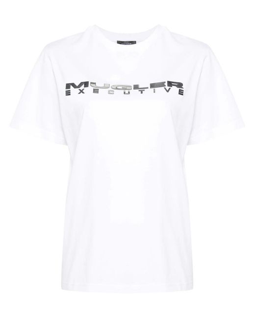 Mugler White Executive T-Shirt With Print