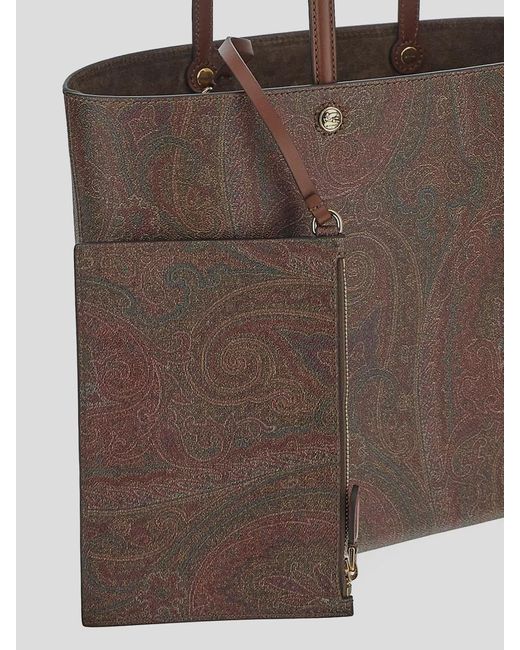 Etro Brown Large Essential Bag With Clutch