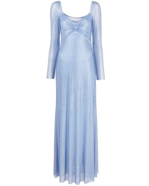 Self-Portrait Blue Rhinestone-Embellished Maxi Dress