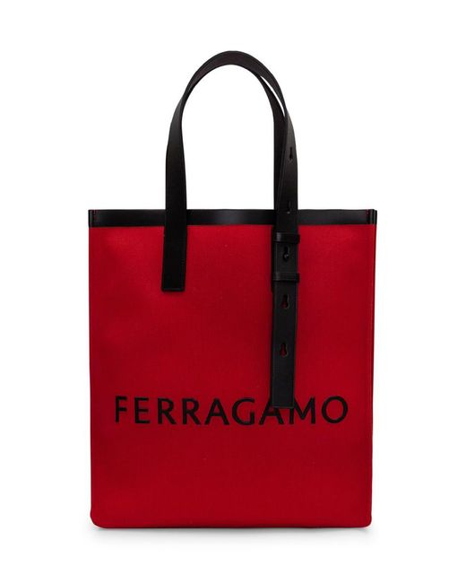 Ferragamo Red Tote Bag With Logo for men