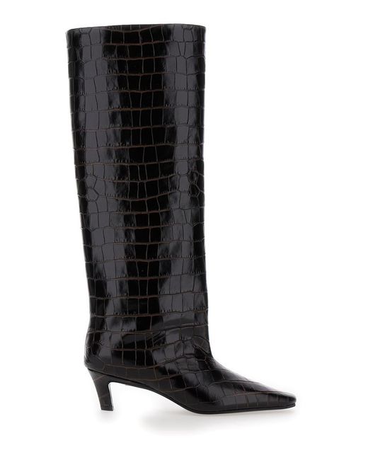 Totême  Black 'The Wide Shaft' Pull-On Boots With Low Heel