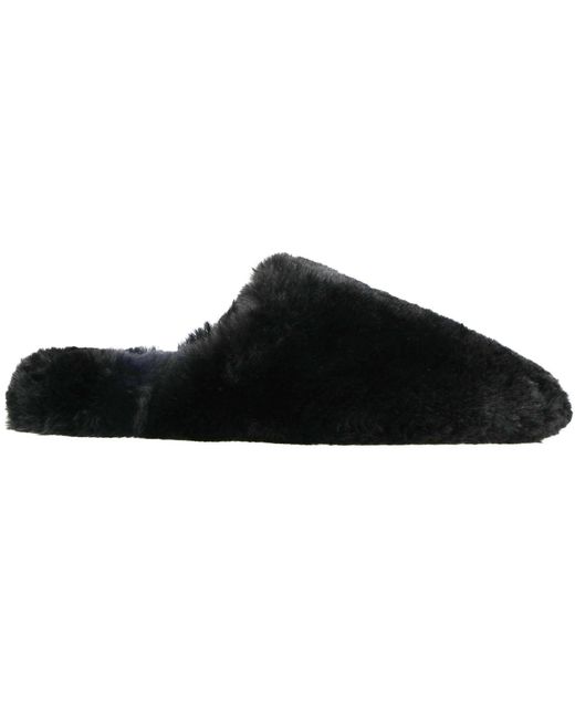 Balenciaga Black Slip-on Teddy Slippers